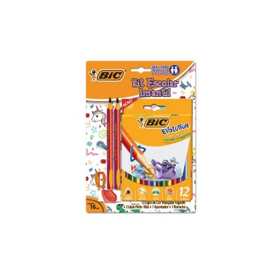 KIT LAPIS KIDS+LAPIS DE COR+APONTADOR+BORRACHA - BIC