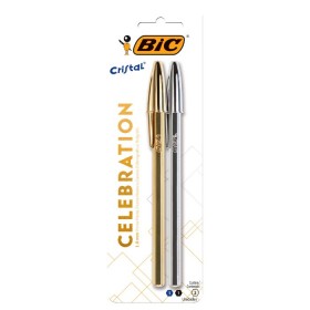 CANETA BIC CRISTAL CELEBRATION CARTELA C/02 (PRATA/DOURADA)