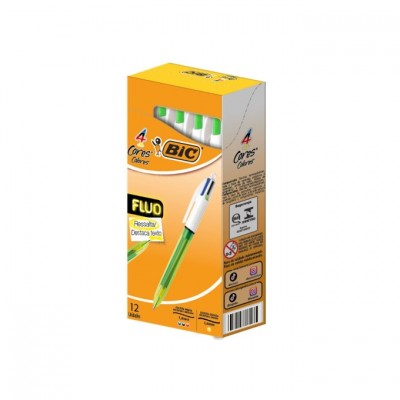 CANETA BIC 4 CORES FLUO C/12