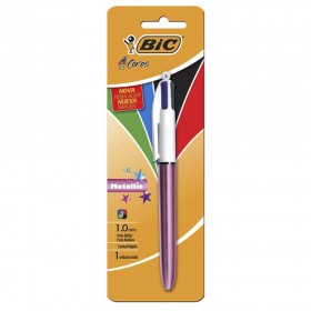 CANETA BIC 4 CORES METALLIC CARTELA C/01 -  ROSA