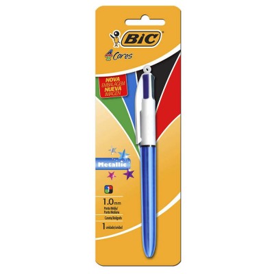 CANETA BIC 4 CORES METALLIC CARTELA C/01 -  AZUL